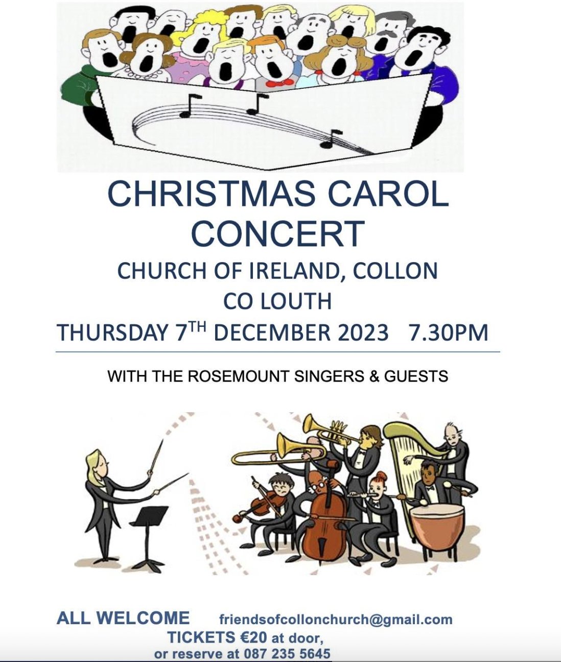 Gala Concert of Christmas Carols and Readings – 7th December at 7.30pm.