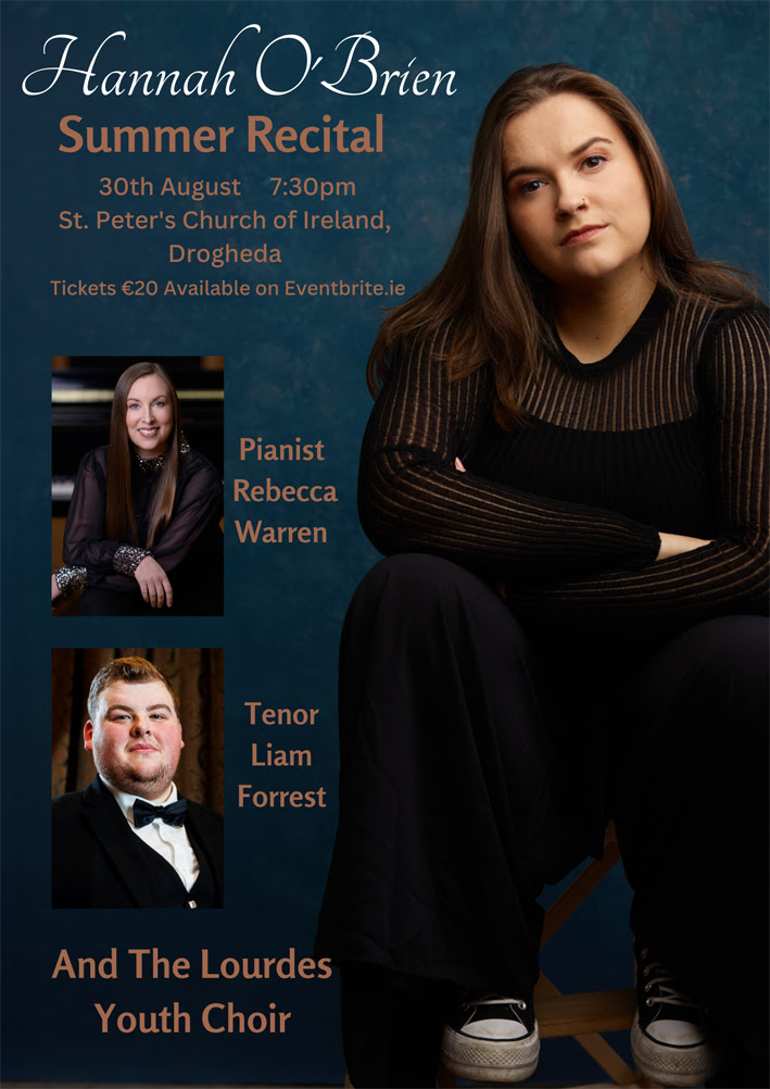 Hannah O’Brien Summer Recital 30 August at 7:30pm